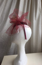 Load image into Gallery viewer, Wine velvet and gold headpiece.