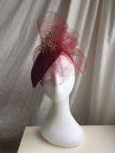 Load image into Gallery viewer, Wine velvet and gold headpiece.