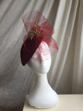 Load image into Gallery viewer, Wine velvet and gold headpiece.