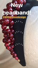 Load image into Gallery viewer, Wine red beaded , black velvet headband.