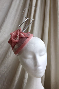 Dusky pink and silver lily headpiece.