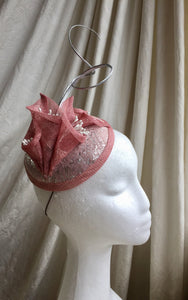 Dusky pink and silver lily headpiece.