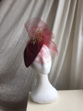 Load image into Gallery viewer, Wine velvet and gold headpiece.