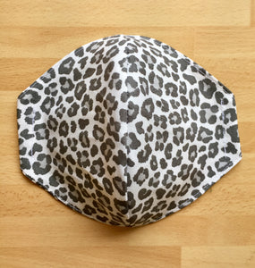 Grey leopard print face mask