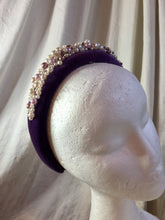 Load image into Gallery viewer, Hand beaded Pearl Velvet Headbands