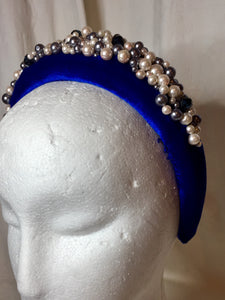 Hand beaded Pearl Velvet Headbands