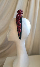 Load image into Gallery viewer, Wine red beaded , black velvet headband.