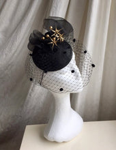 Load image into Gallery viewer, Black and gold vintage inspired headpiece.