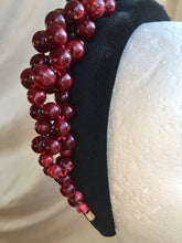 Load image into Gallery viewer, Wine red beaded , black velvet headband.
