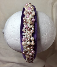 Load image into Gallery viewer, Hand beaded Pearl Velvet Headbands