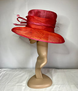 3-Pink and Orange Slanted Crown Hat
